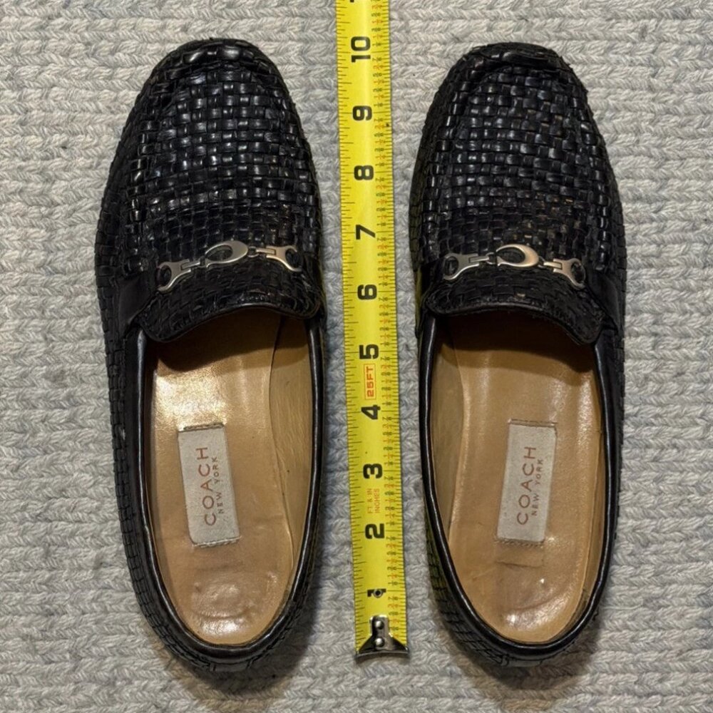 Coach Women's Size 8B Black Woven Leather Slip-On Loafers Shoes Made in Italy - Picture 7 of 8